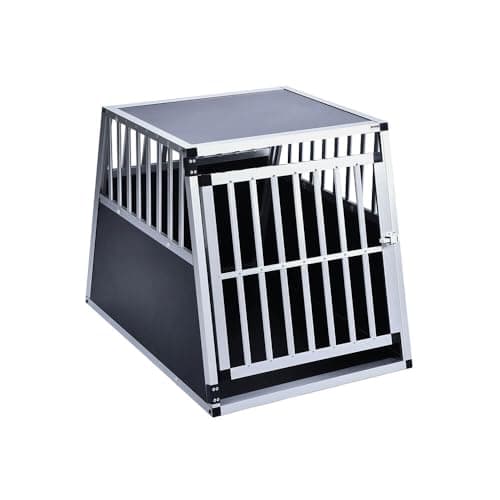 Home Deluxe - Hundetransportbox Alu SKITO - L - 90 x 65 x 69 cm - Farbe: Silber/Schwarz - Material: MDF Platten, Aluminium I Hundetransportbox Transportlösung Alu-MDF-Material Tierfreundlich