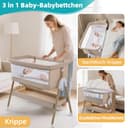 cozydwells Babybettchen, Bassinet für sicheres gemeinsames Schlafen, Staubsaugerbeutel, einfach zu montieren, leicht faltbares tragbares Kinderbett für Neugeborene/Kleinkinder (Khaki1) - 3