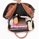 Monitika Damen Rucksack Wasserdicht PU Leder Schultertaschen Modische Lässig Rucksäcke Braun - 5