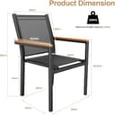 LIFERUN 5-Piece Patio Dining Sets, 110x70x73cm Aluminium Garden Table with Parasol Hole, 4 Stackable Textilene Chairs for Garden Terrace Poolside (Black, Teak Brown Table 110x70x73cm) - 3