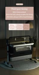 Magic ZC Electric Bluetooth Smart Next to Me Crib, Convertible Baby Bedside Crib, Foldable Co-Sleeping Bassinet, Remote and 5 Swaying Gears, Infant Bedside Sleeper Cradle with Music (601 Grey) - 8