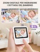 OBVHNUA Baby Monitor Video e Audio 2,8" 720P LCD IPS 2000mAh USB-C Baby Phone con Zoom Digitale VOX Visione Notturna Comunicazione Bidirezionale Sensore Ninna Nanna - 4
