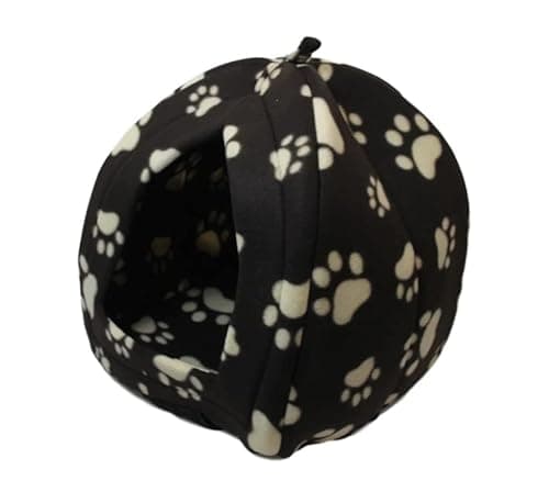 Amber Linen Luxury Pet House Igloo Dog Cat Soft Comfy Bed Cats Dogs Beds Houses (Brown, Small)