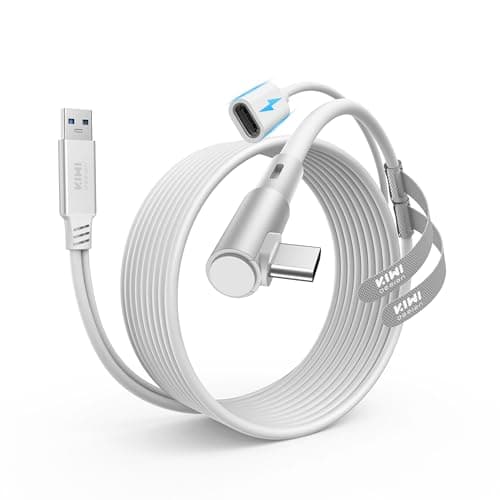 KIWI design Link-Kabel mit Ladefunktion 5M Kompatibel mit Meta Quest 3s Quest 3 Quest 2/Pro/Pico 4 und PC/SteamVR, USB 3.0 zu USB C mit 5 Gbps High-Speed für Erweitertes Gameplay