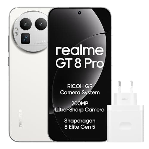 realme GT 8 Pro Smartphone 12GB+256GB, 200-MP-Teleobjektiv, Kamera mit RICOH GR-Technologie, Snapdragon 8 Elite Gen 5, 7000-mAh-Titan-Akku, 120 W Schnellladen + 50 W kabelloses Laden, Weiß