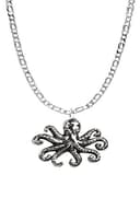 ww54 Octopus Pewter PENDENT on a REAL 925 sterling silver Necklace Handmade 16 inch chain - 1