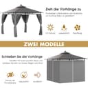 TRIUMPHKEY Pavillon 3x3 Wasserdicht Stabil Winterfest, Garten Pavillion mit seitenwänden, UV-Schutz 50+, Plane Gartenlaube, Metallrahmen Pavillon, Patio Gazebo, Grau - 2