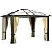 Outsunny Gazebo da Esterno 3x3.6m in Alluminio con Zanzariera e Tetto in Policarbonato, Tendone da Giardino in Poliestere - 1