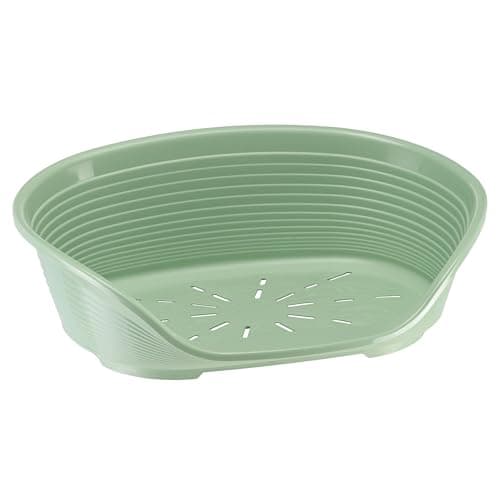Ferplast Cat Bed, Plastic Dog Bed Small, Ventilation Holes and Non-Slip Rubber Feet for Added Stability 61,5 x 45 x h. 21.5 cm. Green