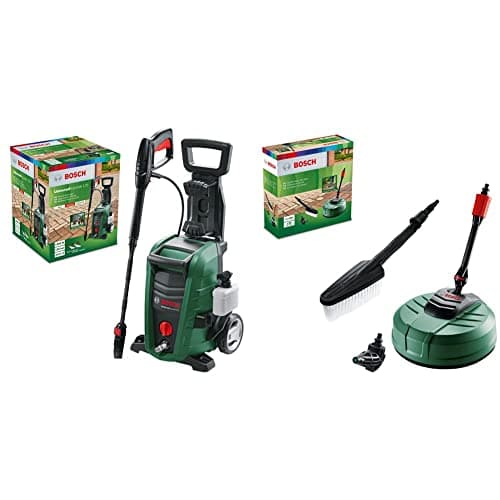 Bosch Home and Garden 06008A7C00 UniversalAquatak Idropulitrice, 1900 W, 135 bar & Bosch Idropulitrice Home and Car Kit di pulizia, con spazzola per patio, spazzola pulente e bocchetta a 90 gradi