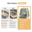 Lettiera per Gatti in Acciaio Inox, Lettiera Gatto Chiusa XXL, 60 x 40 x 39 cm Toilette per Gatti Grande XL con Pala, Cassette igieniche per gatto, Doppio Strato Opaco - Verde - 6