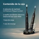Philips Sonicare DiamondClean 9000, cepillo dental eléctrico, paquete doble, cepillo dental sónico con aplicación, sensor de presión, vaso de carga, negro, modelo HX9914/63 - 9