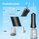 Operan Munddusche Kabellos, Tragbar Elektrische Zahndusche 4 Modi & 4 Düsen, 300ML Oral Irrigator Munddusche Testsieger für Entfernt Speisereste und Reinigt Die Zähne (Gloss Black, 1Pack) - 3