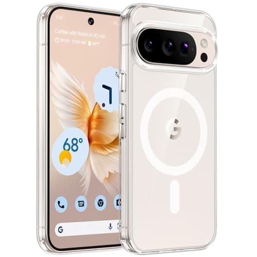 TAURI für Google Pixel 10/10 Pro Hülle 6,3", Kompatibel mit MagSafe, Schutz nach Militärstandard, [Anti-Vergilbung] Stoßfest Magnetisch Handyhülle - Durchsichtig