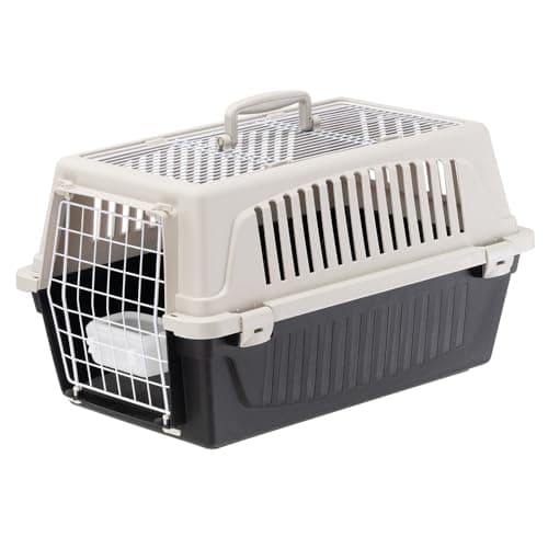 Ferplast Transportbox Katze, Hundetransportbox kleine Hunde und Katzen bis 8 kg, Dach zu öffnen, mit Kissen und Napf, Lüftungsschlitze, 37x58xH 32cm, Transportbehälter Atlas 20 Open