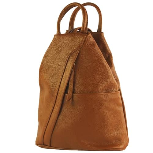 Modamoda.de - T180 - Ladies' Italian Backpack, Nappa Leather - Brown -