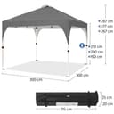 Yaheetech Pop Up Gazebo, 3x3m Instant Foldinng Shelter with Wheeled Bag, 4 Sandbags, 4 Ropes, 12 Stakes, Metal Frame, Adjustable Height, Top Air Vent, Dark Grey - 2