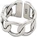 Anillo de cadena de trigo, anillo abierto, anillo ancho ajustable de plata de ley 925 a la moda, hip hop, joyas, anillo de enlace de borde para mujeres - 1