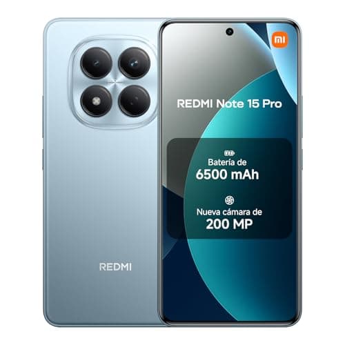 XIAOMI REDMI Note 15 Pro - Smartphone de 8+256GB, Pantalla AMOLED FHD+ de 6,77", MediaTek Helio G200-Ultra, cámara de 200 MP, batería de 6500 mAh, Cargador no Incluido, Azul Glaciar (Versión ES)