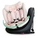 My Babiie MBCS300 Easy 360° Spin R129 Baby Car Seat – Top Tether, ISOFIX, Birth to 12yrs (40-150cm), i-Size, ERF, Group 0+/1/2/3, Rotating 360 Swivel - Pink Leopard - 1
