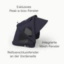 Bugaboo Dragonfly Sonnendach mit Lüftungsfenstern, ausziehbar für zusätzlichen und optimalen Sonnenschutz, wasserabweisend, Deep Indigo - 6