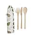 KitchenCraft Natural Elements Travel Cutlery Set, Reusable and Biodegradable Bamboo Knife, Fork and Spoon in Fabric Pouch - 1