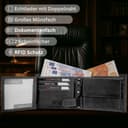 Cocoono Geldbörse aus Echtleder mit RFID-Schutz – Klassisches Portemonnaie/Geldbeutel Herren mit Münzfach, Reißverschlussfach & Kartenfächern – Robustes Leder Portmonee Herren in (Schwarz, 12cm) - 2