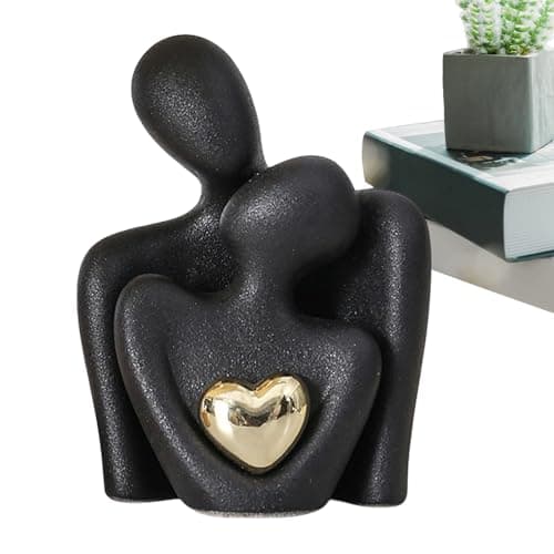 Figure di coppia innamorata - Statua d'arte moderna, scultura astratta di coppia | Decorazione romantica in ceramica per camera da figura unica artigianale per ingresso, scaffalatura