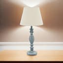 Stylish & Modern Tall Wooden Washed Table Lamp with Taupe Linen Shade - Traditional Design, Energy-Efficient E27 Bulb Shabby Chic Lighting for Bedroom, Living Room & Office - 7