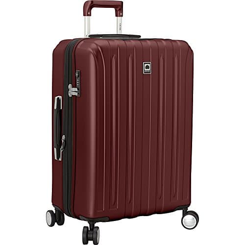 Delsey Luggage Helium Titanium 63,5 cm espandibile Spinner Trolley, Rosso Ciliegia, Checked-Medium 25 Inch, Valigia espandibile Hardside in titanio con ruote girevoli
