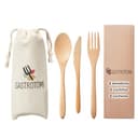 GASTROTOMI Cubiertos de Bambú Reutilizables para Llevar con Bolsa, Set de 18 Piezas Tamaño Normal (20 cm), Cubiertos de Madera sin Plástico para Oficina, Viaje, Picnic y Camping - 1