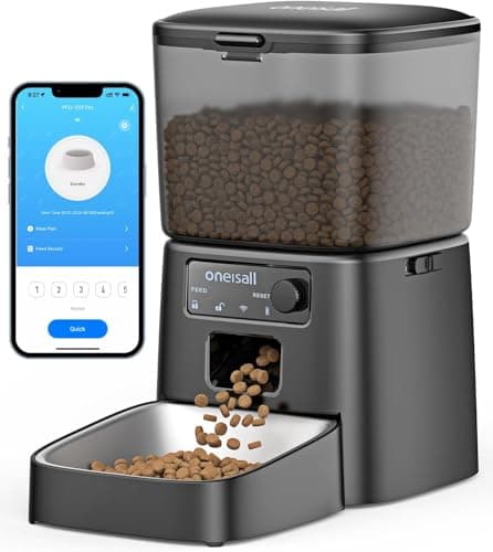 oneisall 3.5L Comedero automático para Gatos, Comedero Inteligente WiFi para Gatos, Control App, 1-10 Comidas al día, Dispensador de Comida para Gato/Perro, con Cuenco de Acero Inoxidable