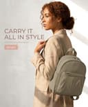 VASCHY Small Backpack Womens, Lightweight Rucksack Bag for Travel, Waterproof Mini Backpack for School, Work & Daily Use – Nylon Casual Daypack Handbag Khaki - 7