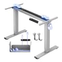 FLEXISPOT Höhenverstellbarer Schreibtisch Gestell, Elektrisch Tischbeine mit 2 Motoren & LED-Höhenanzeige & 4 Speicherfunktionen, inkl. 2 Haken & Kabelmanagement, Grau - 1