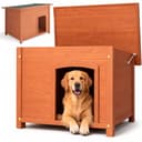 BAKAJI Cuccia per Animali Domestici in Legno di Cipresso, Casetta per Cani e Gatti con Tetto Apribile, Casa da Esterno ed Interno Resistente Alle Intemperie con Tettoia Asfaltata, 116 x 79 x 81 cm - 1