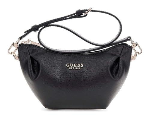 GUESS Amorette Top Zip Shoulder Bag, Bolsa de Hombro Mujer, Black, Talla única