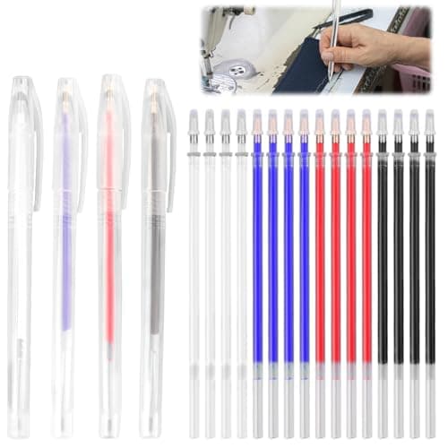Bolígrafos de Marcado de Tela Borrables, Bolígrafos Borrables por Calor, Rotuladores de 4 Colores para Marcar Tejidos con 20 Recambios, para Cuero, Ropa, Costura, Confección
