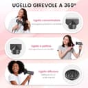 Asciugacapelli agli ioni di litio, 1500 W, motore AC, ad asciugatura rapida, asciugacapelli professionale con 2 velocità e 3 impostazioni di calore, pulsante aria fredda, 1 diffusore e 2 concentratori - 6