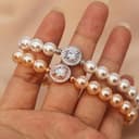 FEIKFEIZ Perlenarmband mit Moissanit, 2CT laborgezüchtete Moissanit-Diamanten, rhodiniertes Gold, verstellbares Armband aus Süßwasserperlen, silbernes Armband, Geschenk für Damen. - 7