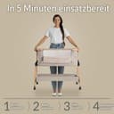 SnooBee Babybett Beistellbett Baby & Co-Sleeper – Höhenverstellbares Babybett mit Matratze, Rollen mit Bremse, atmungsaktive Mesh-Seiten & Moskitonetz, faltbar mit Tragetasche (0–6 Monate) - 3