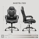 BASETBL Bürostuhl Chefsessel 150kg Schreibtischstuhl, Bürosessel Office Chair Gaming Stuhl, Bürostühle ergonomisch PU Leder, PC Stuhl Drehstuhl Hat weiche gepolsterte Armlehnen, Wippfunktion, schwarz - 3