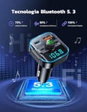 Glangeh Trasmettitore FM Bluetooth 5.3 per Auto [Ricarica Rapida PD 36W+QC3.0 18W], 2026 Upgrated Adattatore Bluetooth Auto Audio Radio con Doppi Microfoni, Car Kit Chiamata Vivavoce, Supporta Siri - 3
