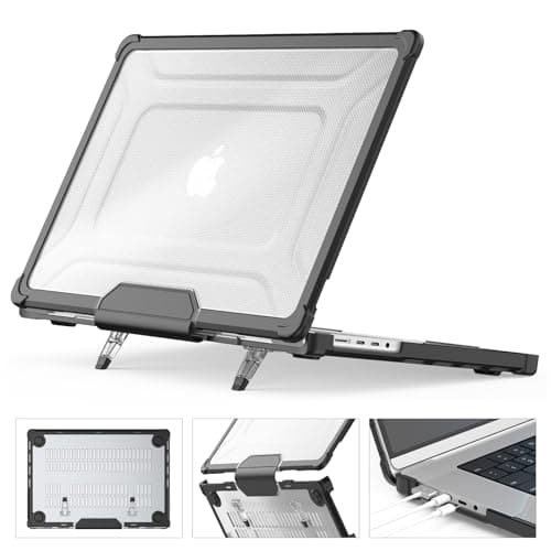 SEYMCY Case Compatible with MacBook Pro 16 inch Case 2026 2025 2024 2023 2021, Anti-Scratching Protective Hard Shell Cover with Foldable Stand M5 M4 M3 M2 M1 (A3186 A3403 A2991 A2780 A2485), Black