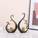 Statua in ceramica nera e dorata lucida, arte astratta moderna, centrotavola di lusso - scaffali dorati, librerie e decorazioni da tavolo da pranzo, tavolino versatile, supporto TV - 4