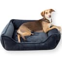4L Textil IRIS Orthopädisches Hundebett Premium-LINE Hundekorb orthopädisch Kuscheliges Hundebett mit Bezug Memory Foam (80x60 cm, Dunkelgrau) - 1