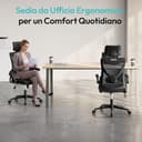 Yaheetech Sedia Ufficio Ergonomica con Braccioli Poggiatesta Regolabile Schienale Alto Funzione Dondolo Poltrona Scrivania Girevole in Rete Traspirante con Supporto Lombare Nera - 3
