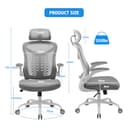 Magic Life Silla de Escritorio Sillas de Oficina Reposabrazos abatible de 90 ° Silla ergonómica para computadora Soporte Lumbar Altura Ajustable Giratoria de 360 ° Mecedora (Blanco) - 2