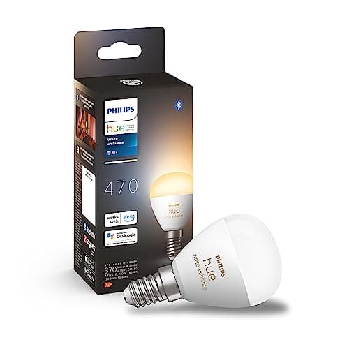 Philips Hue White Ambiance Sferetta Smart LED, Attacco E14, 5.1W, Luce Bianca da Calda a Fredda, Dimmerabile, Controllo con Bluetooth e Hue App, Funziona con Alexa, Google Assistant e Apple HomeKit
