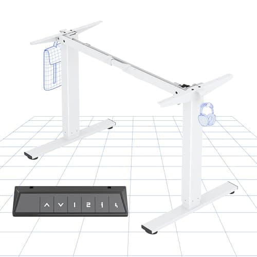 FlexiSpot Höhenverstellbarer Schreibtisch Gestell mit 2 Haken und Höhenmemory-Funktion & LED-Höhenanzeige, Elektrisch höhenverstellbare Tischbeine (Weiß)