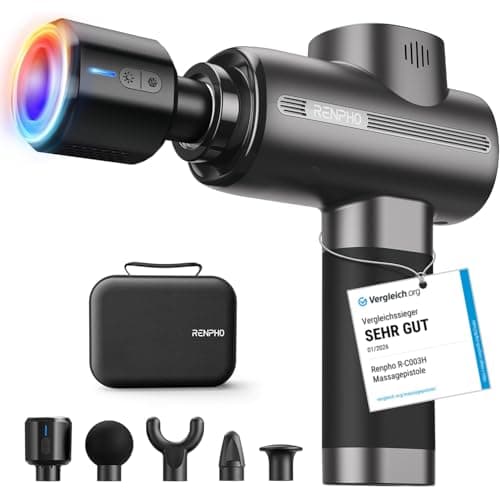 Massagepistole Wärme und Kälte, RENPHO Thermacool Massagepistole Massage Gun mit Hitze Kälte Function, Muskel Massagegerät für Heimbüro-Workout, Ganzkörper Muskelmassage Entspannung